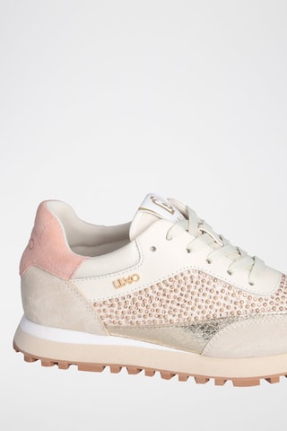 Sneakers en cuir de taureau Maxi Wonder - Beige et rose