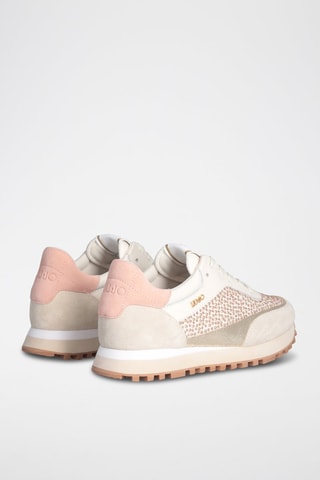 Sneakers en cuir de taureau Maxi Wonder - Beige et rose