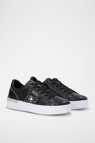 Sneakers plateformes en cuir de taureau Silvia - Noir