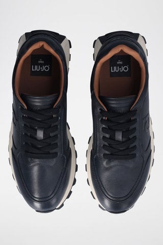 Baskets en cuir Running - Bleu marine