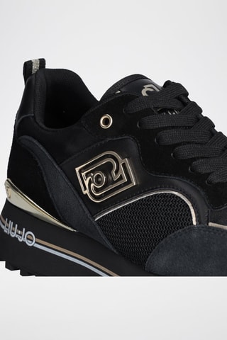 Baskets plateformes en cuir de taureau Maxi Wonder - Noir