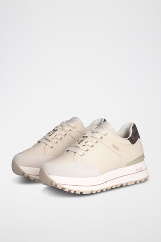 Baskets plateformes en cuir de taureau Maxi Wonder - Beige