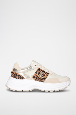 Baskets plateformes en cuir Eva - Beige