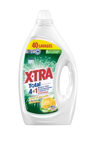 4 Lessives Marseille Aloe Vera XTra Total - 40 Lavages - 4 x 1,8 l