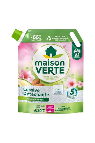 5 x Recharge lessive détachante Amande Douce Maison Verte - 33 lavages - 1,48  l