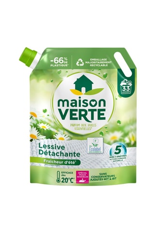 5 x Recharge lessive détachante Fraîcheur d'été Maison Verte - 33 lavages - 1,48 l