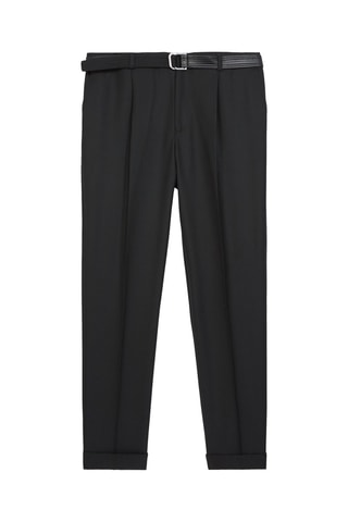 Pantalon droit en laine Noir