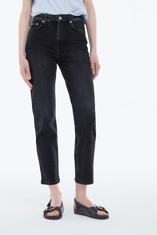 Jean droit 7/8 taille haute Noir