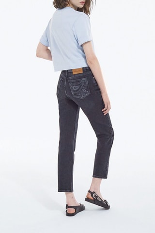 Jean droit 7/8 taille haute Noir