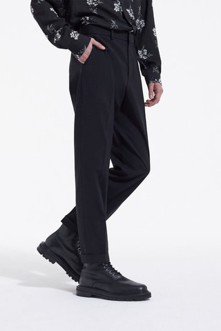 Pantalon carotte en laine Noir