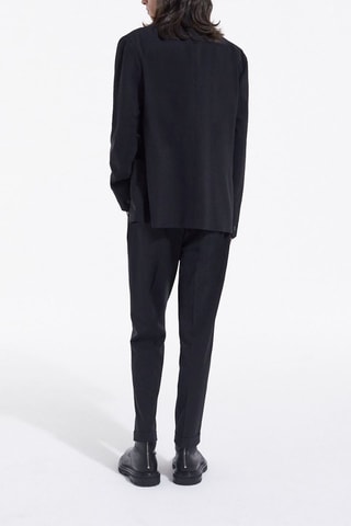 Pantalon carotte en laine Noir