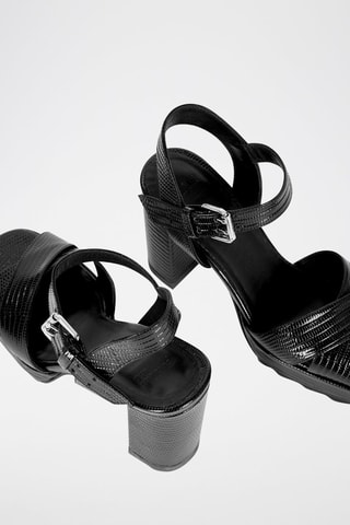 Sandales à talons en cuir - Noir