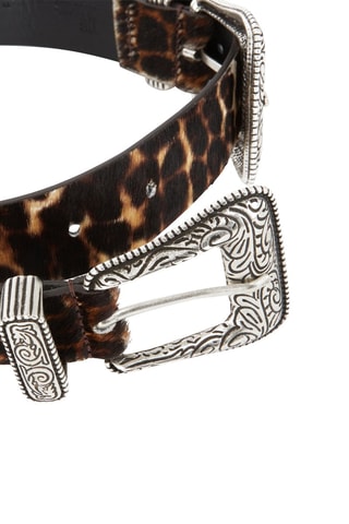 Ceinture à double boucle en cuir de veau - Marron et camel