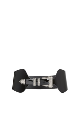 Ceinture en cuir de veau verni - Noir