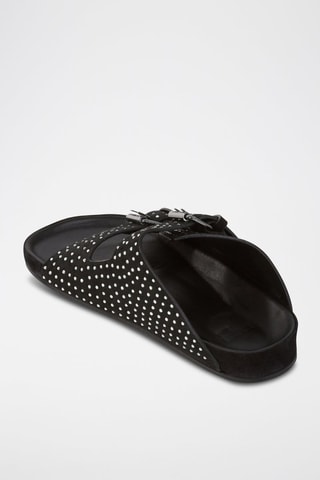 Mules en cuir de veau nubuck - Noir