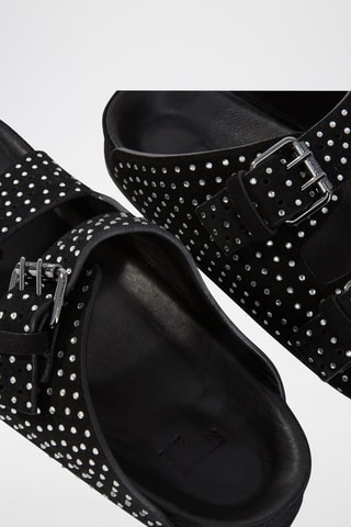 Mules en cuir de veau nubuck - Noir