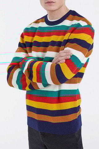 Pull en laine Bleu marine et camel