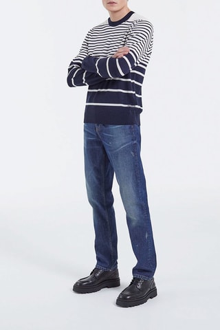 Pull en laine Bleu marine et écru