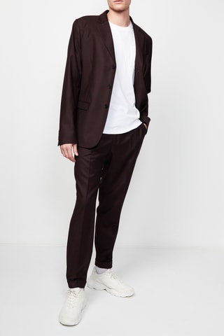 Pantalon droit en laine Bordeaux