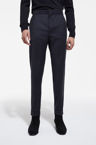 Pantalon droit en laine Bleu marine