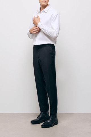 Pantalon droit en laine Noir