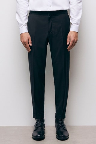 Pantalon droit en laine Noir