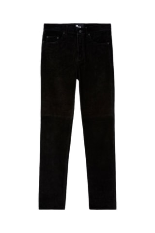 Pantalon droit en nubuck Noir