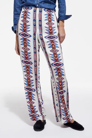 Pantalon droit - Blanc et bleu