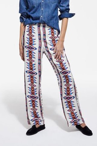 Pantalon droit - Blanc et bleu