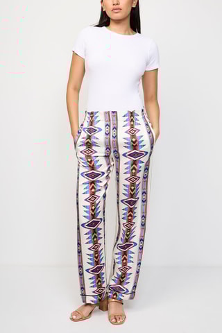 Pantalon droit - Blanc et bleu