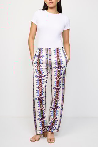 Pantalon droit - Blanc et bleu