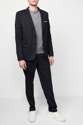 Pantalon droit en laine Noir