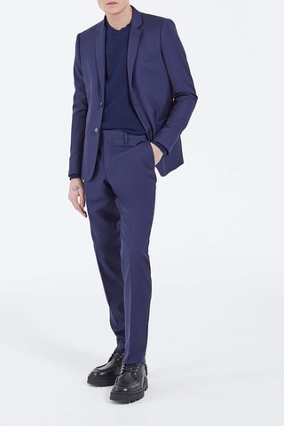 Pantalon slim en laine Bleu marine