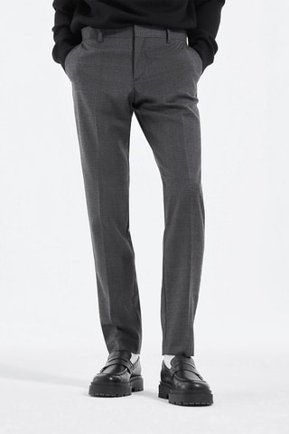 Pantalon droit en laine Gris foncé chiné