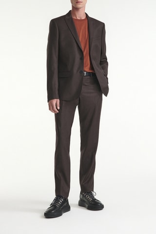 Pantalon droit en laine Marron