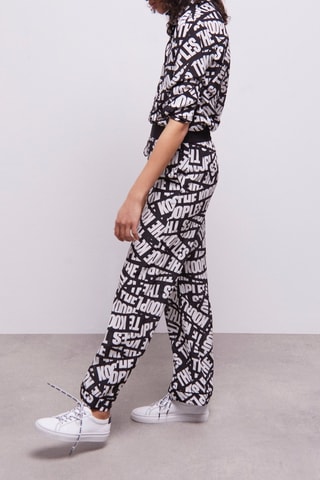 Pantalon wide legs en soie - Noir et blanc