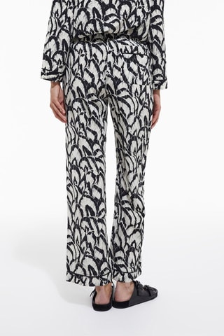 Pantalon droit en soie - Ecru et noir