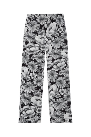 Pantalon droit en soie - Ecru et noir