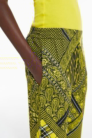 Pantalon droit - Noir et vert citron