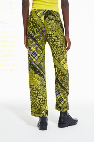 Pantalon droit - Noir et vert citron