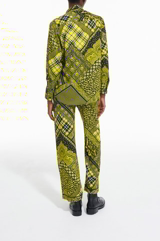 Pantalon droit - Noir et vert citron