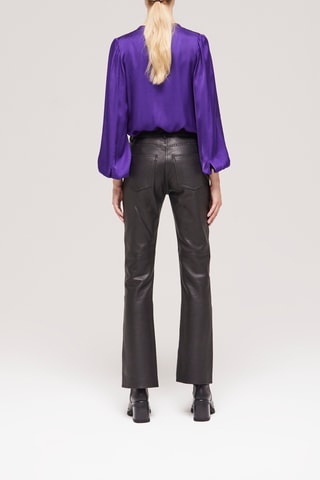 Pantalon flare en cuir d’agneau - Noir