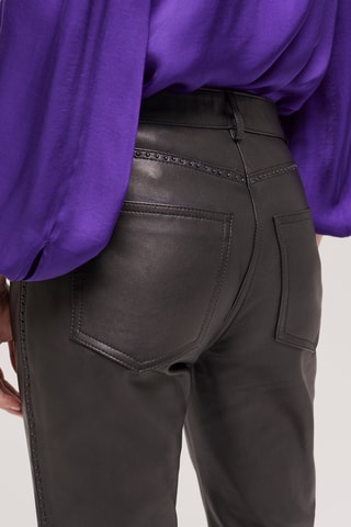 Pantalon flare en cuir d’agneau - Noir