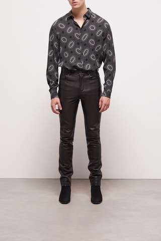 Pantalon slim en cuir Noir