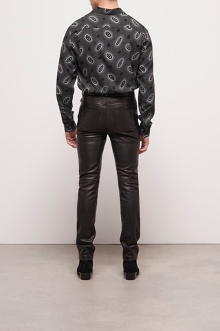 Pantalon slim en cuir Noir