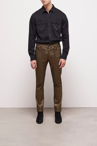 Pantalon slim Noir et doré