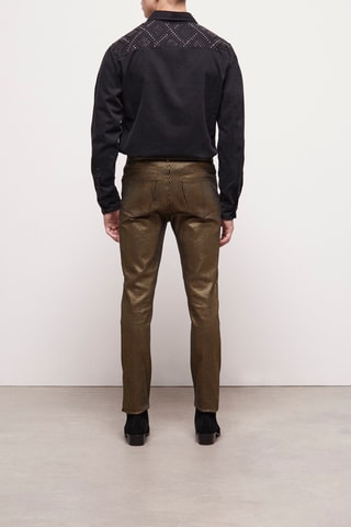 Pantalon slim Noir et doré