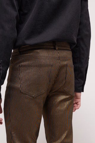 Pantalon slim Noir et doré