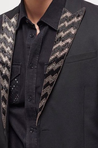 Veste à col tailleur en laine Noir