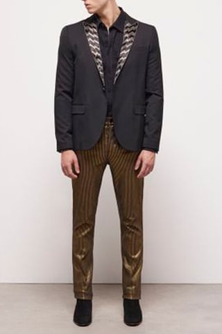 Veste à col tailleur en laine Noir